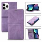 For iPhone 13 Dream Magnetic Suction Business Horizontal Flip PU Leather Case with Holder & Card Slot & Wallet(Purple) - 1