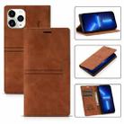 For iPhone 13 Pro Dream Magnetic Suction Business Horizontal Flip PU Leather Case with Holder & Card Slot & Wallet (Brown) - 1