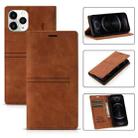 For iPhone 12 / 12 Pro Dream Magnetic Suction Business Horizontal Flip PU Leather Case with Holder & Card Slot & Wallet(Brown) - 1