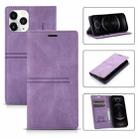 For iPhone 12 / 12 Pro Dream Magnetic Suction Business Horizontal Flip PU Leather Case with Holder & Card Slot & Wallet(Purple) - 1