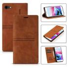 For iPhone SE 2022 / SE 2020 / 8 / 7 Dream Magnetic Suction Business Horizontal Flip PU Leather Case with Holder & Card Slot & Wallet(Brown) - 1