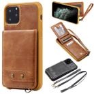 For iPhone 11 Pro Vertical Flip Wallet Shockproof Back Cover Protective Case with Holder & Card Slots & Lanyard & Photos Frames(Brown) - 1