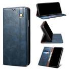 For Motorola Moto Edge 2021 Simple Wax Crazy Horse Texture Horizontal Flip Leather Case with Card Slots & Wallet(Navy Blue) - 1