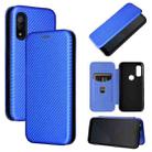 For Fujitsu Arrows WE Carbon Fiber Texture Horizontal Flip TPU + PC + PU Leather Case with Card Slot(Blue) - 1