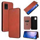 For Sharp Aquos Zero6 Carbon Fiber Texture Horizontal Flip TPU + PC + PU Leather Case with Card Slot(Brown) - 1