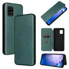 For Sharp Aquos Zero6 Carbon Fiber Texture Horizontal Flip TPU + PC + PU Leather Case with Card Slot(Green) - 1