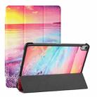 Silk Texture Colored Drawing Pattern Horizontal Flip Magnetic PU Leather Tablet Case with Three-folding Holder & Sleep / Wake-up Function For iPad mini 6(Seaside) - 1