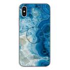 For iPhone XS / X Embossed Varnished Marble TPU Protective Case with Holder(Light Blue) - 1