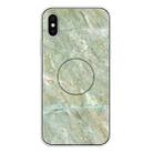 For iPhone XS / X Embossed Varnished Marble TPU Protective Case with Holder(Light Green) - 1
