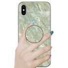 For iPhone XS / X Embossed Varnished Marble TPU Protective Case with Holder(Light Green) - 6