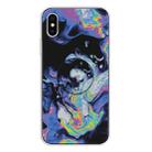 For iPhone XS / X Embossed Varnished Marble TPU Protective Case with Holder(Deep Purple) - 1