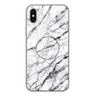 For iPhone XS / X Embossed Varnished Marble TPU Protective Case with Holder(White) - 1