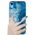 For iPhone XR Embossed Varnished Marble TPU Protective Case with Holder(Light Blue) - 6