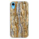 For iPhone XR Embossed Varnished Marble TPU Protective Case with Holder(Brown) - 1