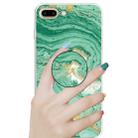 For iPhone 8 Plus & 7 Plus Embossed Varnished Marble TPU Protective Case with Holder(Dark Green) - 6