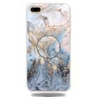 For iPhone 8 Plus & 7 Plus Embossed Varnished Marble TPU Protective Case with Holder(Gold Grey) - 1