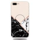 For iPhone 8 Plus & 7 Plus Embossed Varnished Marble TPU Protective Case with Holder(Black White Pink) - 1