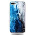 For iPhone 8 Plus & 7 Plus Embossed Varnished Marble TPU Protective Case with Holder(Dark Blue) - 1