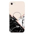 For iPhone 8 & 7 Embossed Varnished Marble TPU Protective Case with Holder(Black White Pink) - 1
