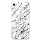For iPhone 8 & 7 Embossed Varnished Marble TPU Protective Case with Holder(White) - 1