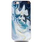 For iPhone 6 & 6s Embossed Varnished Marble TPU Protective Case with Holder(Gold Line Blue) - 1