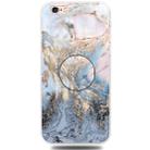 For iPhone 6 & 6s Embossed Varnished Marble TPU Protective Case with Holder(Gold Grey) - 1