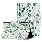For iPad mini 6 Painted Pattern Horizontal Flip Leather Tablet Case with Holder(White Flower Leaves) - 1