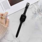 Sewing Plain Weave Small Waist Leather Watch Band For Apple Watch Series 9&8&7 41mm / SE 3&SE 2&6&SE&5&4 40mm / 3&2&1 38mm(Black) - 1