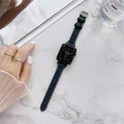 Sewing Plain Weave Small Waist Leather Watch Band For Apple Watch Series 8&7 41mm / SE 2&6&SE&5&4 40mm / 3&2&1 38mm(Midnight Blue) - 1