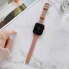 Sewing Plain Weave Small Waist Leather Watch Band For Apple Watch Series 8&7 41mm / SE 2&6&SE&5&4 40mm / 3&2&1 38mm(Dark Pink) - 1