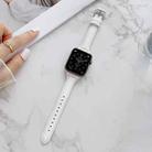Sewing Plain Weave Small Waist Leather Watch Band For Apple Watch Ultra 49mm / Series 8&7 45mm / SE 2&6&SE&5&4 44mm / 3&2&1 42mm(White) - 1