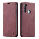 For Xiaomi Redmi Note 8 CaseMe-013 Multifunctional Horizontal Flip Leather Case with Card Slot & Holder & Wallet(Wine Red) - 1