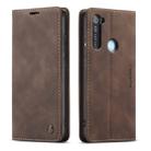 For Xiaomi Redmi Note 8 CaseMe-013 Multifunctional Horizontal Flip Leather Case with Card Slot & Holder & Wallet(Coffee) - 1