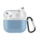 Solid Color Silicone Earphone Protective Case for AirPods 3, with Hook(Light Blue) - 1