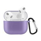 Solid Color Silicone Earphone Protective Case for AirPods 3, with Hook(Light Purple) - 1