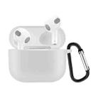 Solid Color Silicone Earphone Protective Case for AirPods 3, with Hook(White) - 1