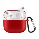 Solid Color Silicone Earphone Protective Case for AirPods 3, with Hook(Red) - 1