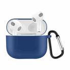 Solid Color Silicone Earphone Protective Case for AirPods 3, with Hook(Dark Blue) - 1