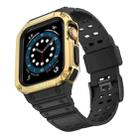 Silicone Integrated Watch Band For Apple Watch Series 7 41mm / 6&SE&5&4 40mm / 3&2&1 38mm(Dark Black+Gold Frame) - 1