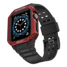 Silicone Integrated Watch Band For Apple Watch Series 7 45mm / 6&SE&5&4 44mm / 3&2&1 42mm(Dark Black+Red Frame) - 1