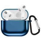 Electroplating TPU Earphone Protective Case for AirPods 3, with Hook(Blue) - 1