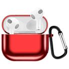 Electroplating TPU Earphone Protective Case for AirPods 3, with Hook(Red) - 1
