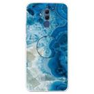 For Huawei Mate 20 Lite Embossed Varnished Marble TPU Protective Case with Holder(Light Blue) - 1