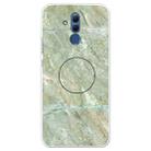 For Huawei Mate 20 Lite Embossed Varnished Marble TPU Protective Case with Holder(Light Green) - 1