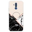 For Huawei Mate 20 Lite Embossed Varnished Marble TPU Protective Case with Holder(Black White Pink) - 1