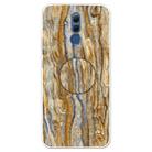 For Huawei Mate 20 Lite Embossed Varnished Marble TPU Protective Case with Holder(Brown) - 1