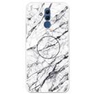 For Huawei Mate 20 Lite Embossed Varnished Marble TPU Protective Case with Holder(White) - 1