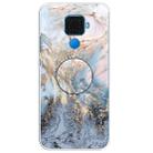 For Huawei Mate 30 Lite Embossed Varnished Marble TPU Protective Case with Holder(Gold Grey) - 1