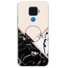 For Huawei Mate 30 Lite Embossed Varnished Marble TPU Protective Case with Holder(Black White Pink) - 1