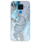 For Huawei Mate 30 Lite Embossed Varnished Marble TPU Protective Case with Holder(Silver Blue) - 1